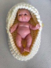 Lemon Crochet Moses Basket for 5" Berenguer Baby Doll or Similar NO DOLL