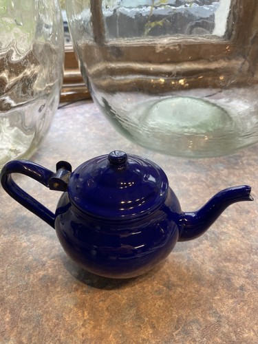 Miniature childs teapot blue - miniature,