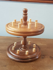 Vintage Wooden Two Tier Thimble Display Stand  Wood holds 16 thimbles