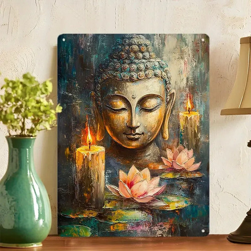 Buddha candle lotus - buddha, flower