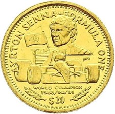 Rare Ayrton Senna Gold Proof Coin 1992 LIBERIA $20 Twenty Dollar F1 Formula One