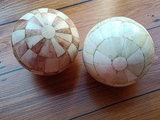 Pair Of Decorative Bone Carpet Bowls Balls