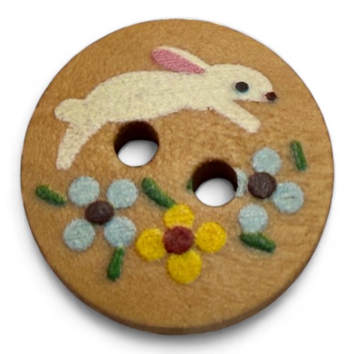 Natural wooden rabbit buttons - natural,