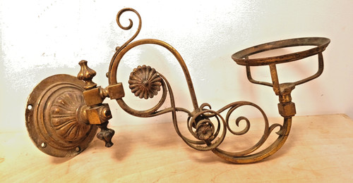 Antique brass oil lamp bracket - brass,