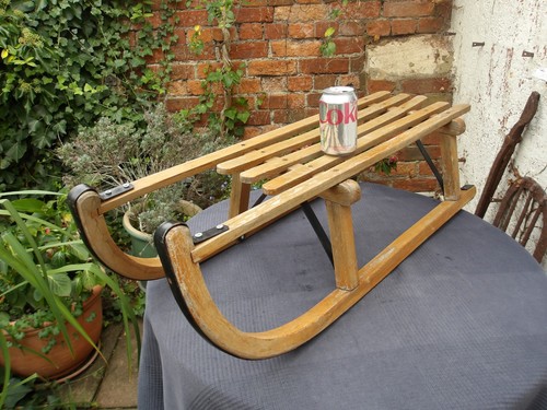 Vintage wooden sledge split - vintage,