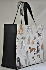 Large Handmade 100% cotton oilcloth/waterproof canvas tote bag -  Multi  Dogs