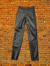 WOMENS ZARA SIZE XS DARK GREEN PU COATED MID RISE SKINNY JEANS TROUSERS XSMALL