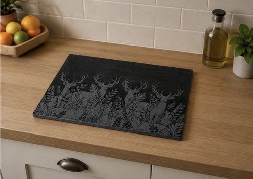 Engraved granite stag deer - engraved,