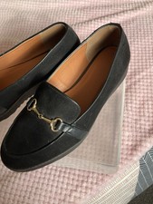 Evans Shoes Size 7EEE Suede Affect Look Gold Buckle Detail