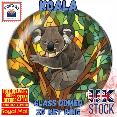 Koala bear glass domed keyring - koala,