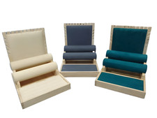 Jewellery Storage Tray Necklace Display Stand Grey Wooden Counter top Organiser