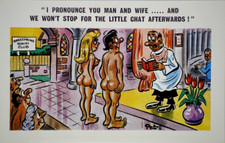 Postcard Seaside Comic Saucy Risqué Wedding Nudist Club Sunny Pedro Series 185
