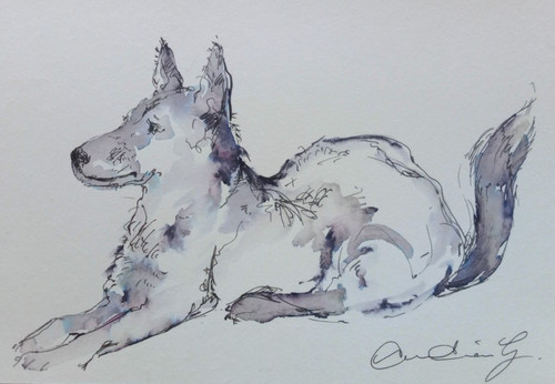 Original dog drawing small - original,