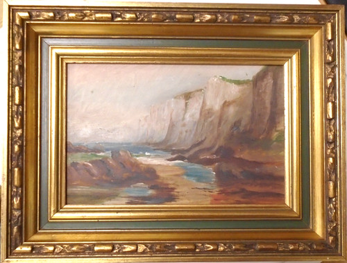 Framed antique oil painting - painting,
