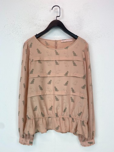 Next apricot cat print blouse - apricot,