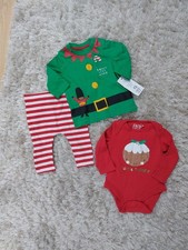 Christmas F&F elf outfit set 0-1 months & 0-3 months red little pudding vest