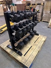 Hex Dumbbell 2.5kg-30kg Set & 3 Tier Rack Full Home Gym Weights Training Rubber