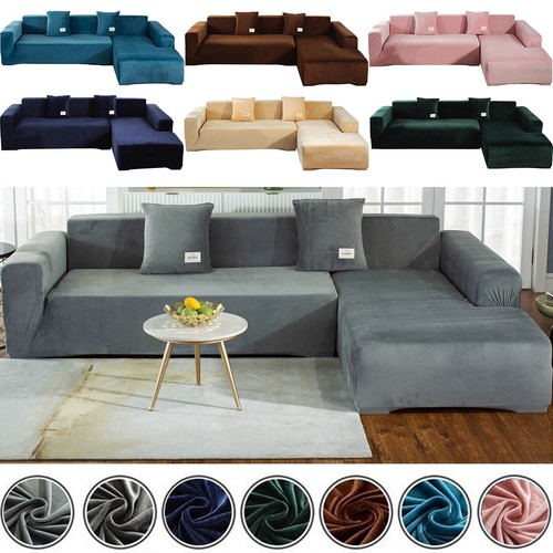 Stretch velvet sofa - sofa, slip