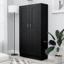 Black Cabinet Cupboard Tall Display Storage Media Unit w/ 2 Doors & 3 Shelves