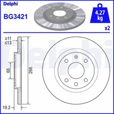 x2 Brake Disc Delphi BG3421 Fits Citroen Peugeot Berlingo C-Elysee C2 Enterprise