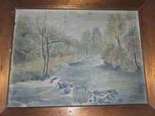 Vintage Landscape Oil Painting, Harvesting, Signed By Artist 1946