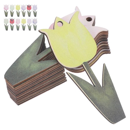 12pcs wood tulip cutouts - wood,