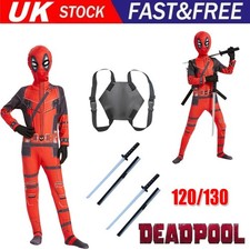 Deadpool Costume Cosplay Kids Bodysuit Boys Children's Day Fancy Dress Party UK