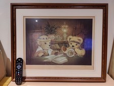 SUE WILLIS Huge Signed Art Print BEARVOYANT 27x22" Framed Teddy Bear Picture VGC