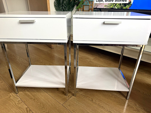 Pair white silver metal - pair,