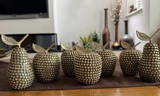 Decorative Interior Design Brass Plated Artificial Fruit - Apples x5  & Pears x2