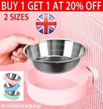 Pet Dog Cage Bowl Puppy Stainless Steel Hanging Food Water Feeder for Crate UK