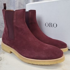 $325 ORO Los Angeles Burgundy Suede Crepe Sole Chelsea Boots Men's Size 8