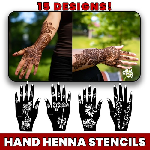 Hand mehndi henna stencils - ,