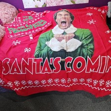 CHRISTMAS Buddy The ELF’ Double Duvet COVER 2 PILLOW Cases preowned vgc cotton