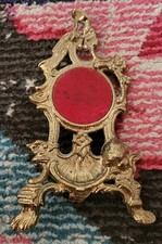 VTG Brass Pocket watch easel holder stand Victorian scroll cherubs angel display