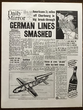 WW2 1944 NEWSPAPER/POSTER 1 PAGE(2 SIDES) “GERMAN LINES SMASHED”