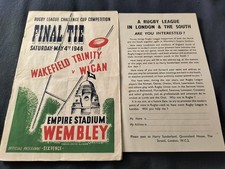 1946 RUGBY LEAGUE CHALLENGE CUP FINAL WAKEFIELD TRINITY V WIGAN & INSERT