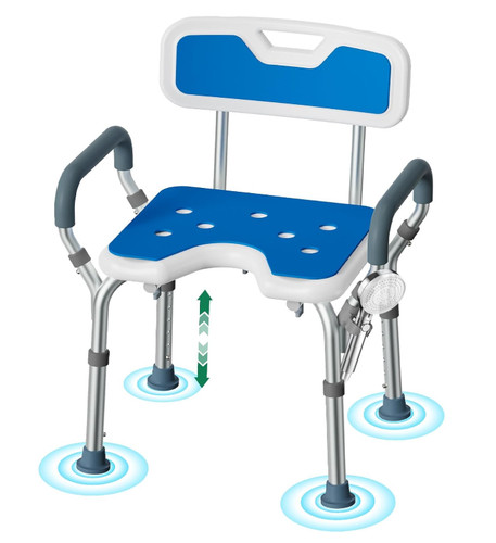 Adjustable shower chair with - adjustable,