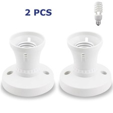2Pcs E27 Lamp Base Socket Converter Light Straight Bulb Holder for Ceiling Light