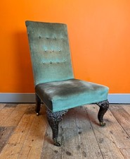 Antiques Highback Side Chair with Scroll Carved Walnut Legs