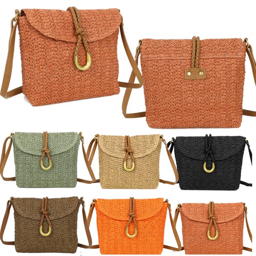 Ladies straw crossbody bag - straw,