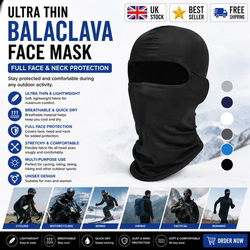New black ultra thin balaclava - thin,