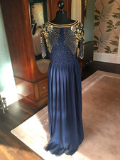 Navy Beaded Evening Dress  Size 12