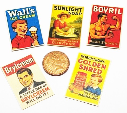 Dolls house shop - posters, retro