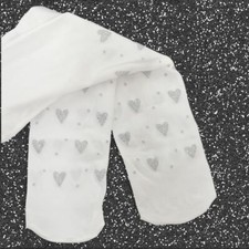 Baby Girls Christening Wedding Tights Christmas, party, White and silver