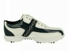 Hi Tec Covent Garden Golf Shoes White Navy Patent Women's Size UK 4.5 REF SH1
