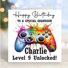 Personalised  Gaming Birthday Card Gamer Teenage Son Nephew Brother Grandson.
