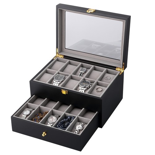 Grids wooden watch display - 20,