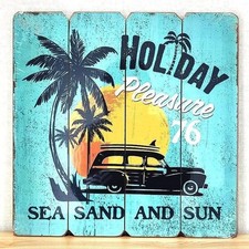 Hawaii Beach Wooden Sign Retro