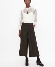 ME+EM TROUSERS METALLIC PONTE WIDE-LEG BLACK/GOLD SPARKLY SIZE 8